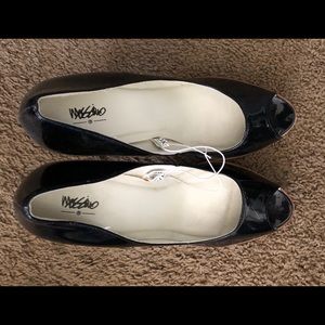 Patten leather look heels